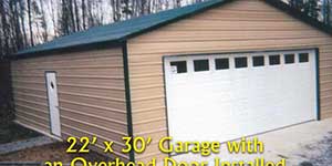 Boxed Eve Style 22'x30' Garage with an Overhead Door